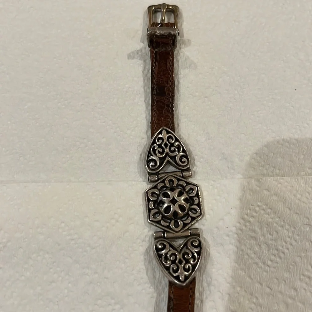 Brighton Brown Silvertone Leather Bracelet - Picture 1 of 5